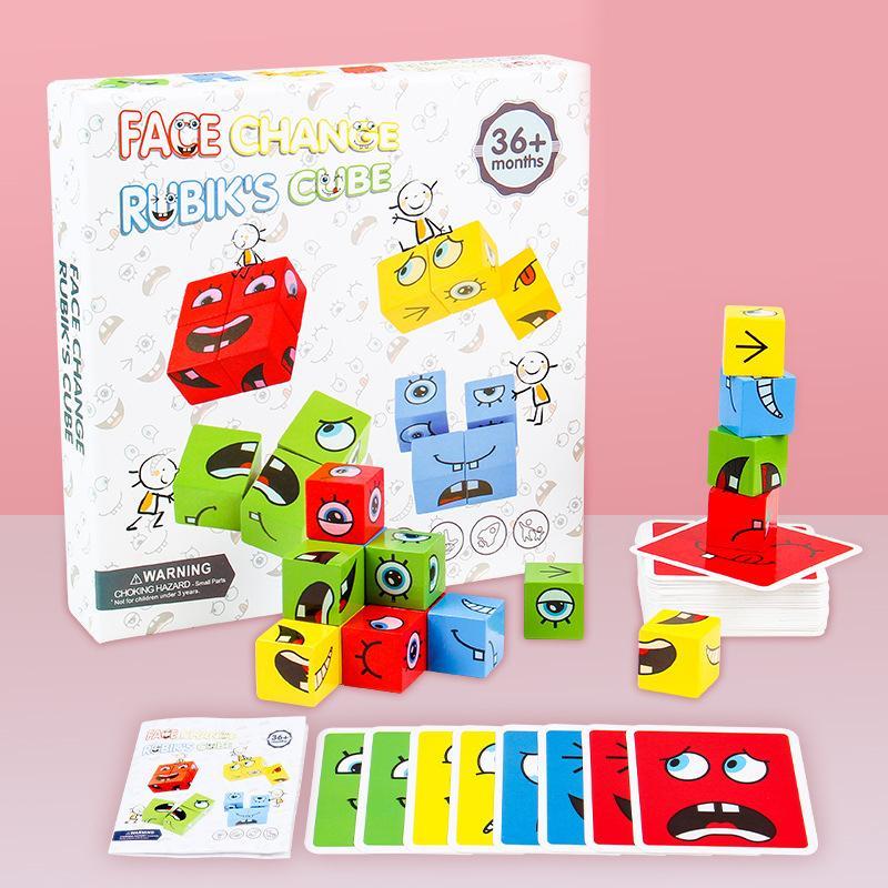 Kids playing with BlockiMix wooden educational puzzle, developing motor skills & shape recognition.