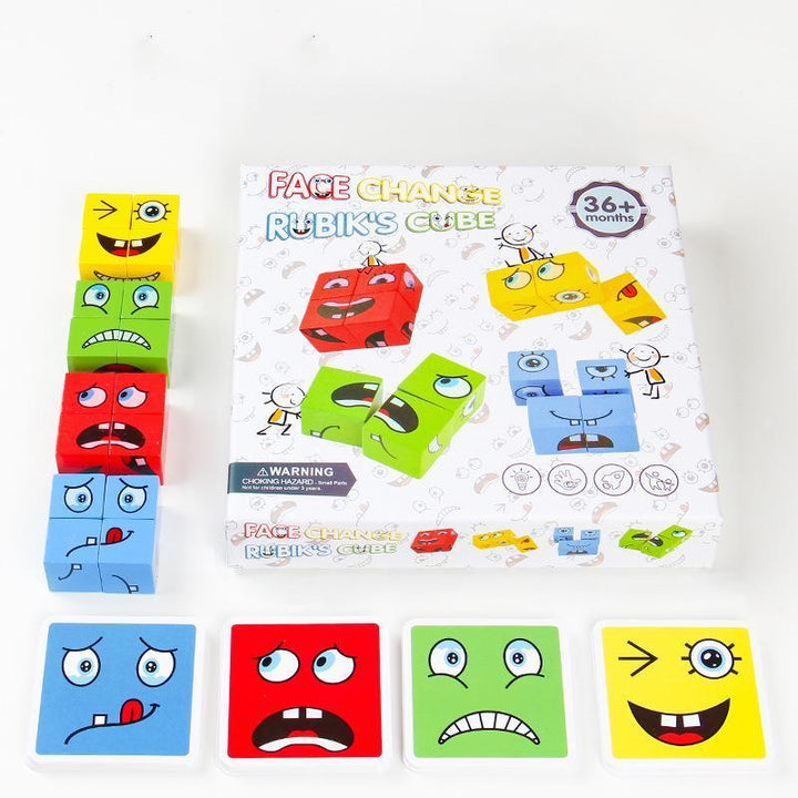 Close-up of colorful wooden shapes from BlockiMix preschool learning game, promoting color & shape ID.