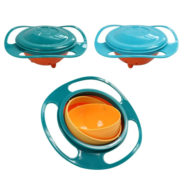 Secure, spill-proof gyro bowl. Keeps snacks in place during kids' play & travel.