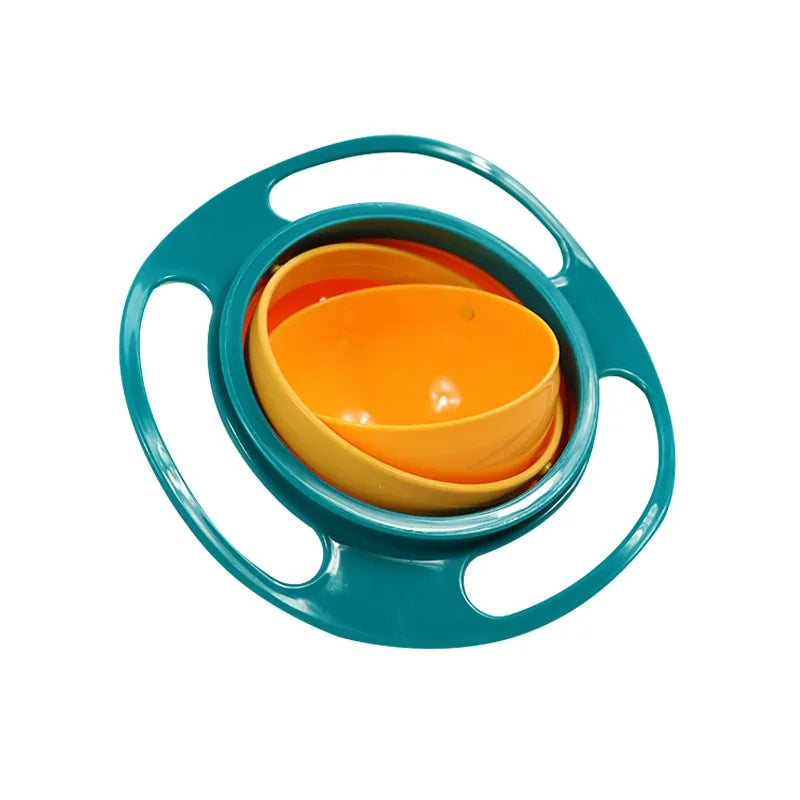 Kids' essential spill-proof gyro snack bowl. Mess-free design for happy toddler feeding.