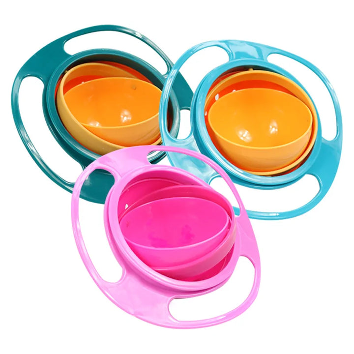 Durable kids' gyro bowl. Spill-proof design, perfect for toddler feeding & snacks.