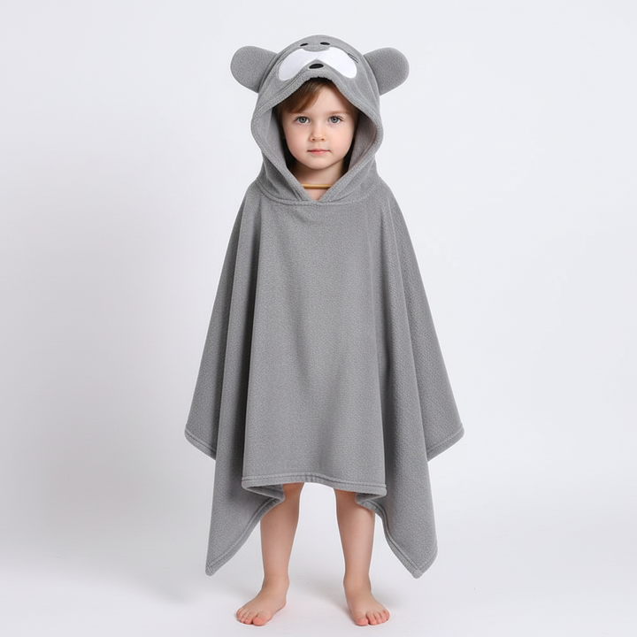 Adorable animal design hooded bathrobe for kids. Super soft, quick-dry, and absorbent for comfy bath time.