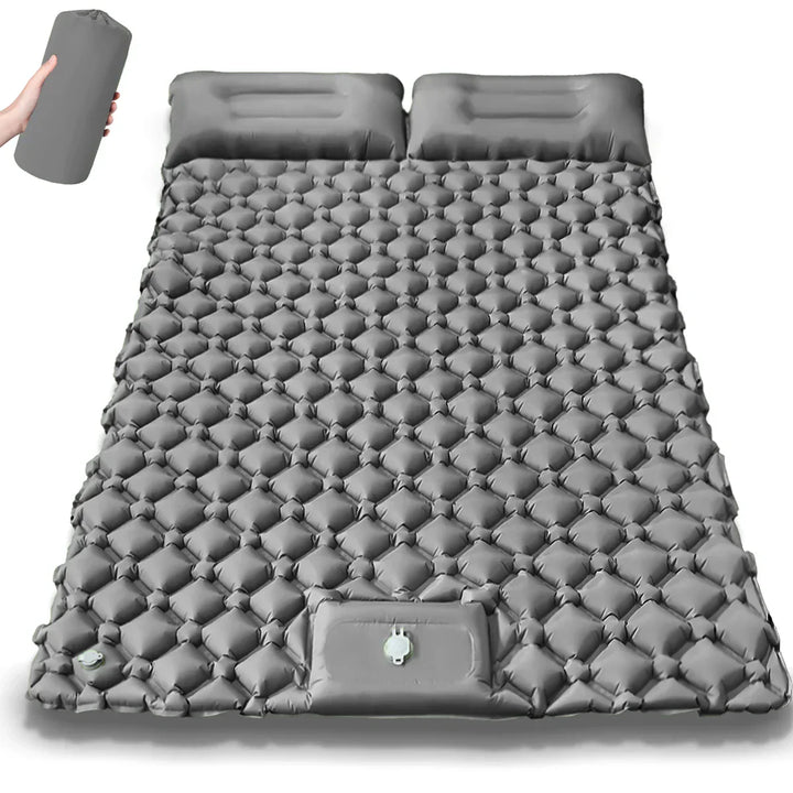 Unisex double inflatable camping mattress with built-in pump, portable outdoor gear