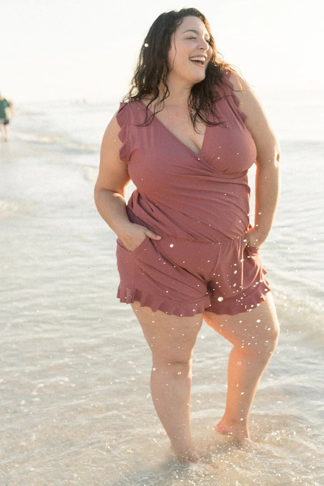 Elegant Nola women's one-piece for summer fashion. Flattering beachwear, great for any vacation.