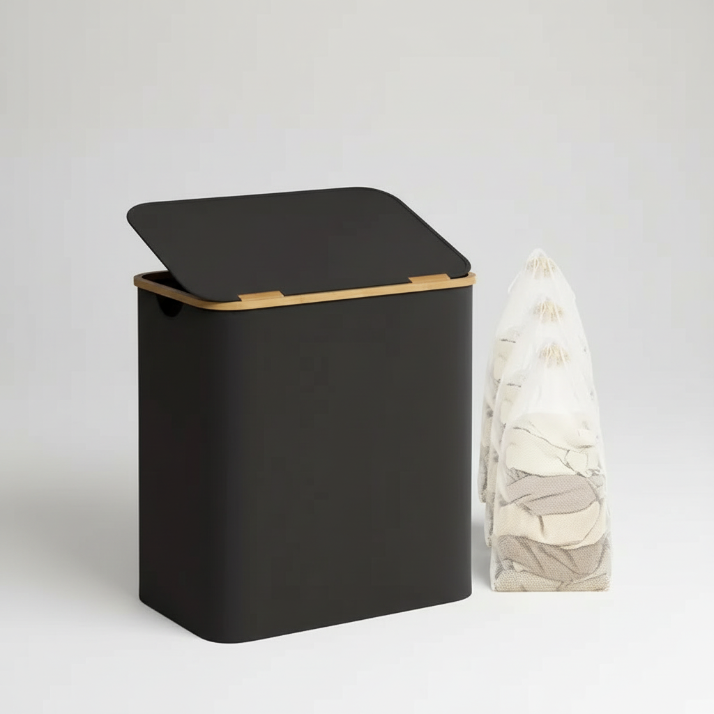 Unisex 3-compartment clothes sorter, fabric laundry hamper designed for efficient home organization