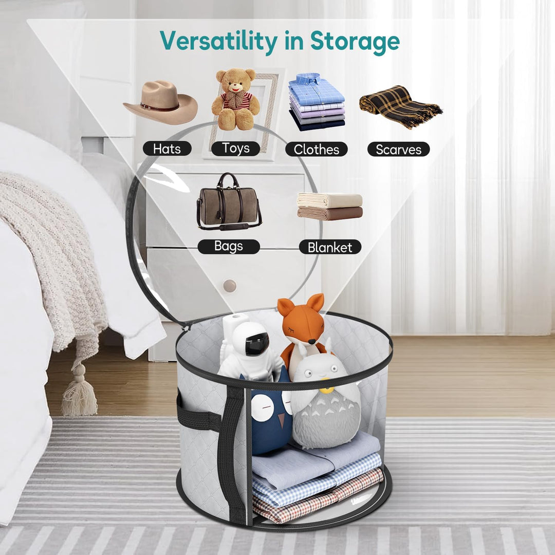 Foldable clear plastic hat case, large size for wide-brim hats, excellent for hat storage and travel.