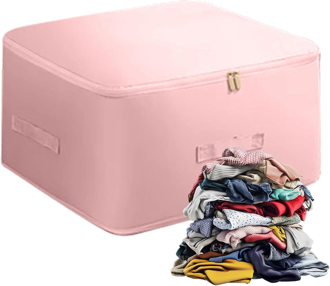 Large comforter storage bag by Corvina, self-compressing feature for compact storage