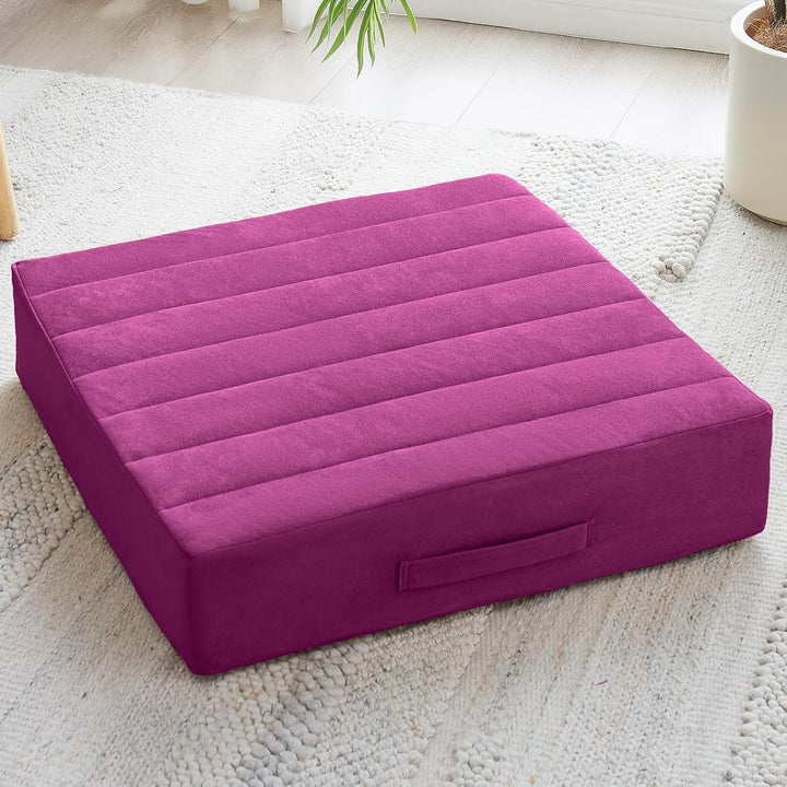 Large meditation floor cushion for yoga & deep relaxation. Thick foam & soft cover.