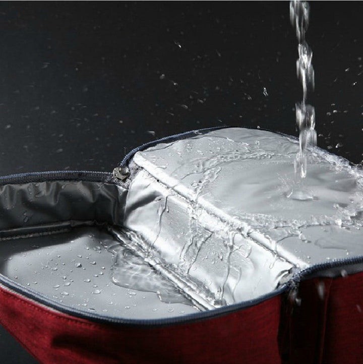 Multi-compartment travel organizer for toiletries, cosmetics, and personal care items, with hanging hook.