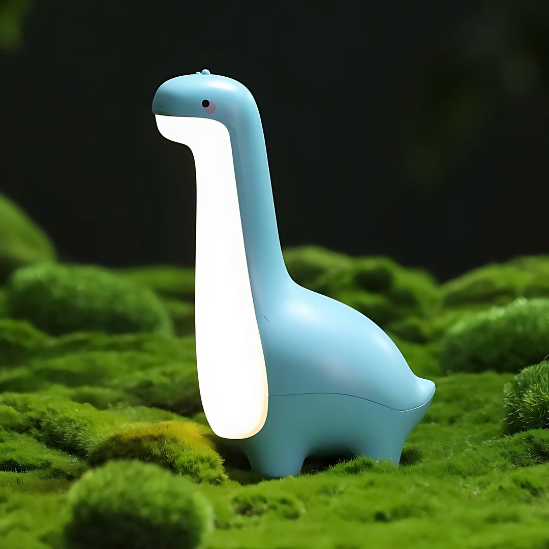 Child-safe LED dinosaur night lamp, ideal for nursery decor & kids' bedtime. Soft glow, rechargeable.