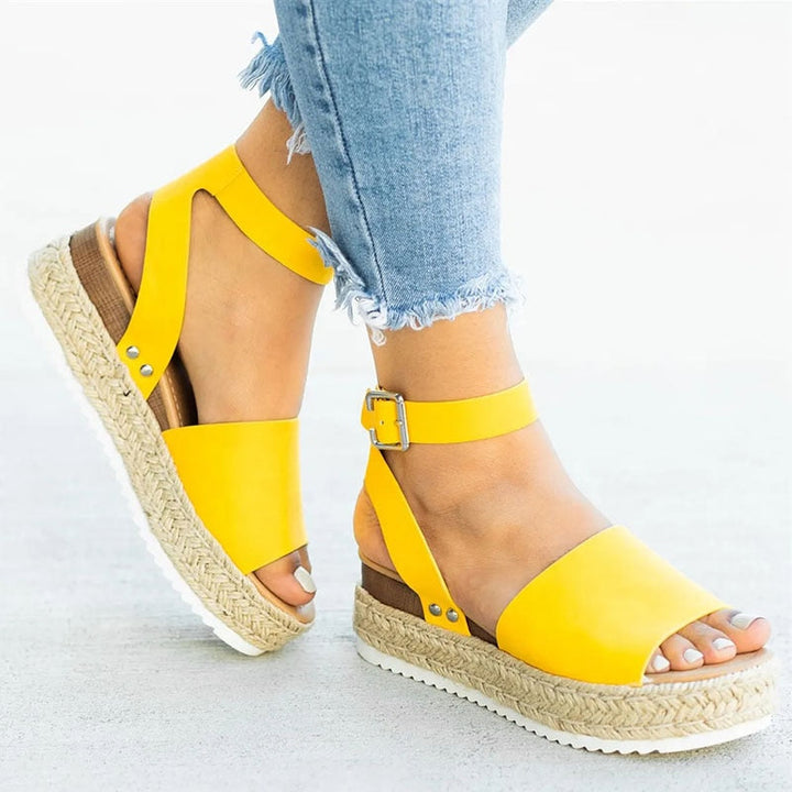 Leona summer high heel sandals for women. Retro style, peep toe, and convenient zipper closure.