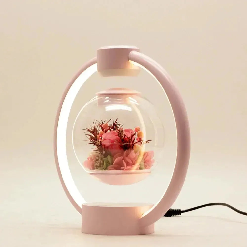 Magnetic floating orb table lamp Levaflora, ambient LED light, ideal unique gift