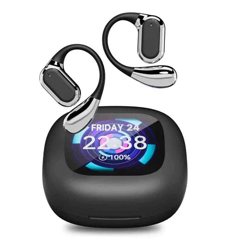 Lexora real-time translation earbuds with LCD touch display, perfect for global travel & seamless communication.
