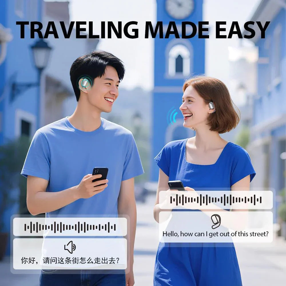Unisex smart translation earbuds by Lexora for instant language interpretation, a vital communication device.