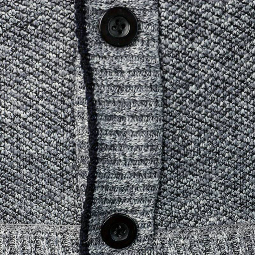 Autumn fashion essential: a light gray men's V-neck cardigan sweater for versatile smart casual layering.