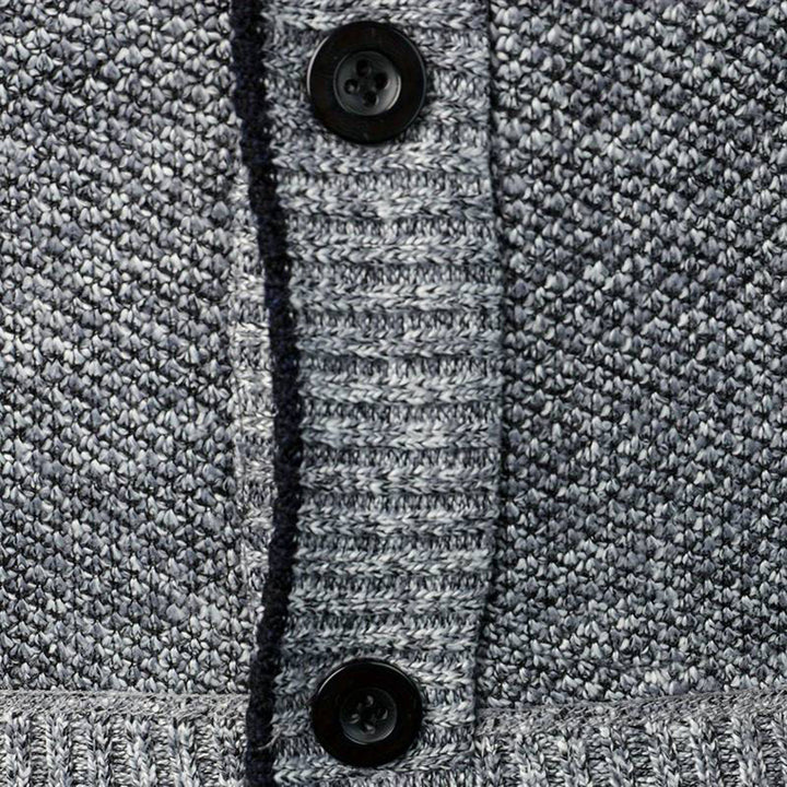 Autumn fashion essential: a light gray men's V-neck cardigan sweater for versatile smart casual layering.