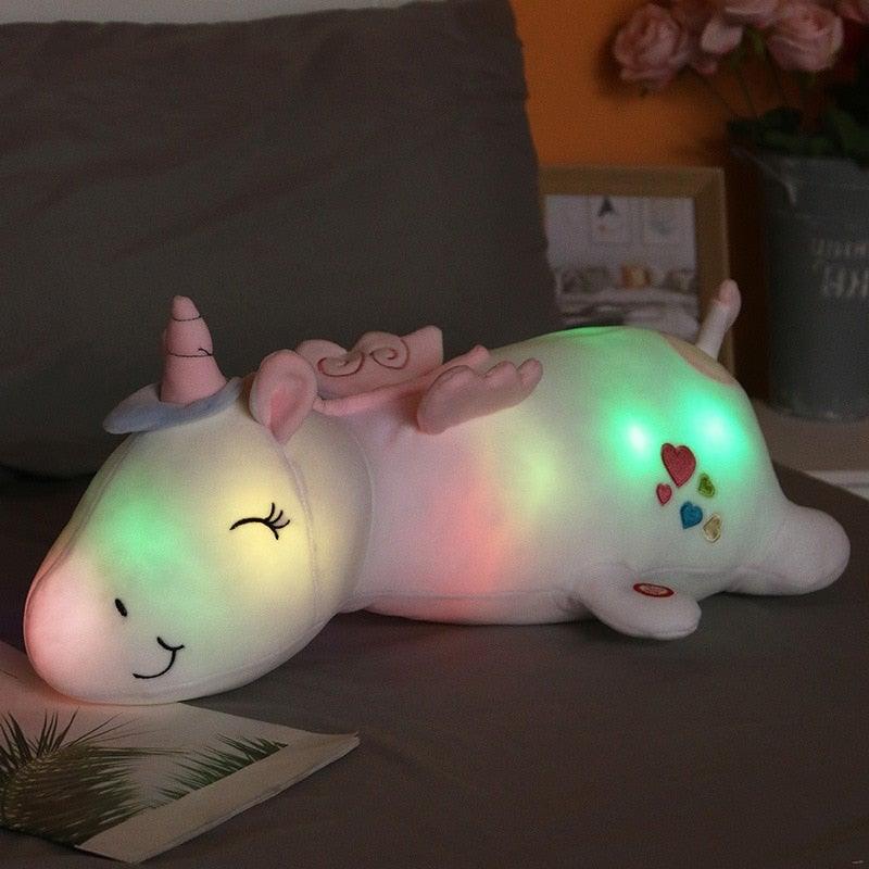 Glowie unicorn plush: A soft toy with built-in LED lights, creating a soothing glow for kids.
