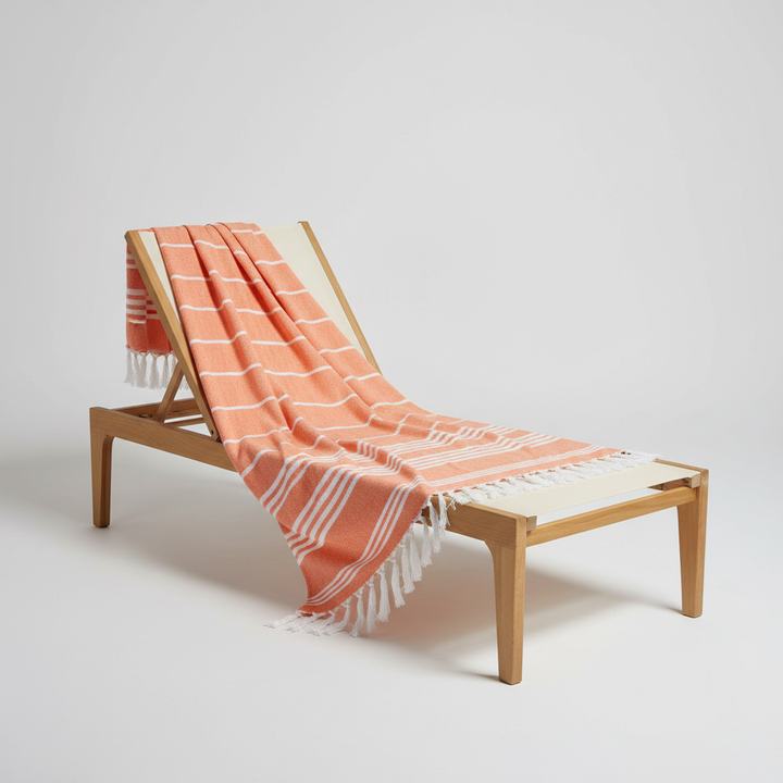 Sustainable quick-dry recycled cotton beach towel, lightweight and perfect for eco-conscious travelers