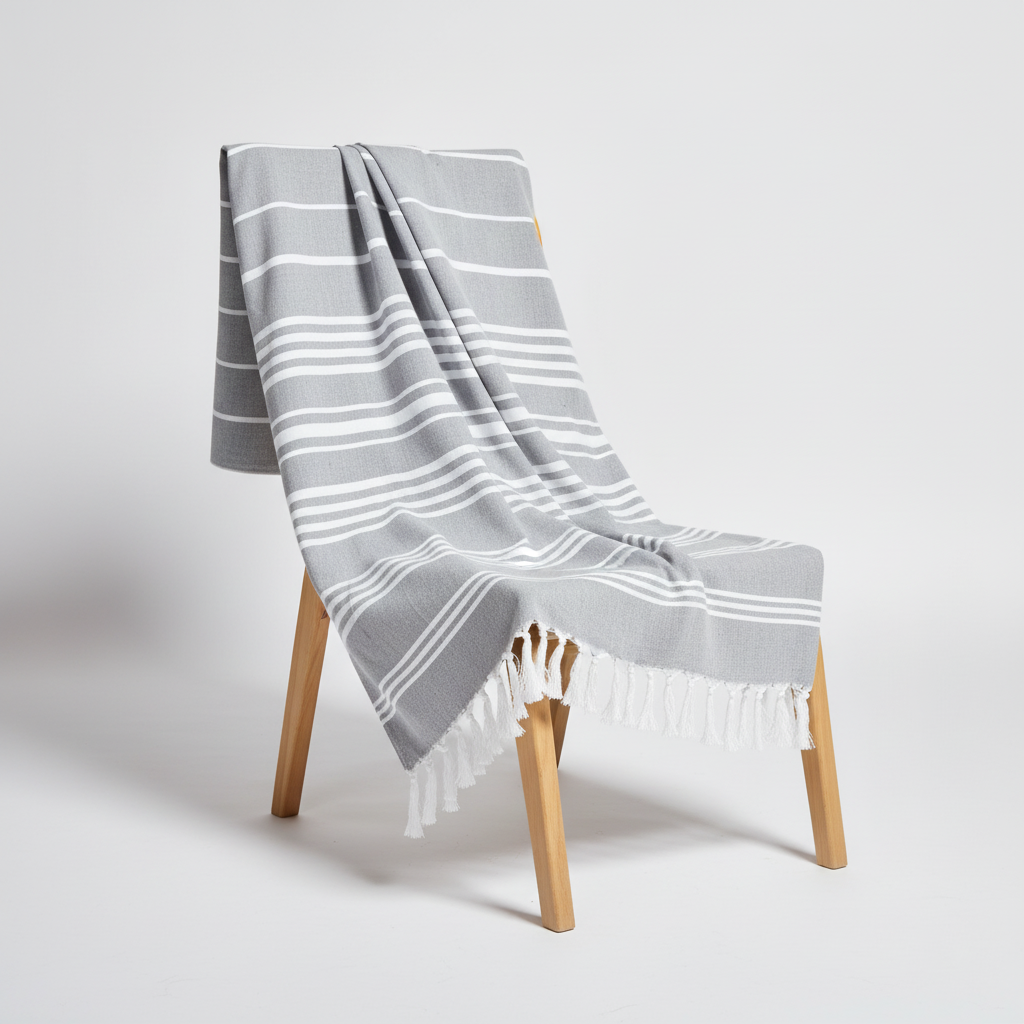 Stylish quick-dry recycled cotton towel, hypoallergenic and sand-resistant for beach days