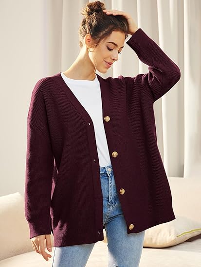 Lightweight V-neck button cardigan for women, perfect for versatile layering.