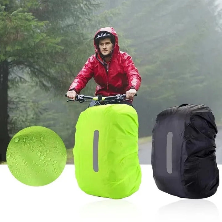 Adjustable waterproof backpack rain cover fitting various backpack sizes for versatile outdoor protection.