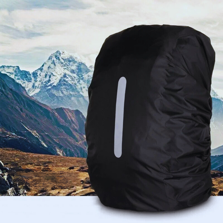 Compact, lightweight waterproof backpack rain cover folded small, ideal for travel and easy storage.