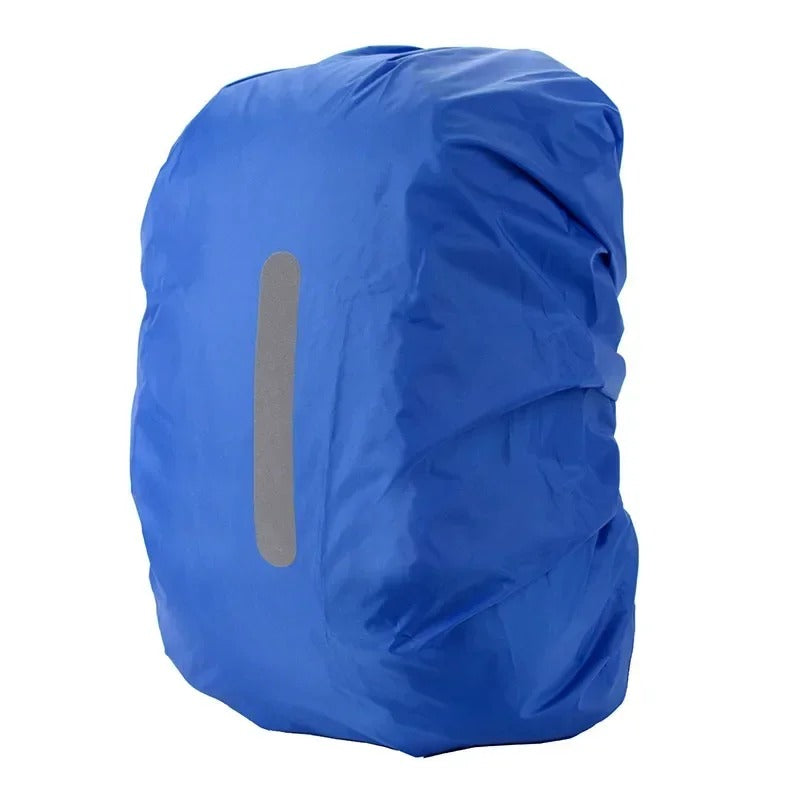 Adjustable reflective backpack cover, keeping contents dry while increasing visibility on the go.
