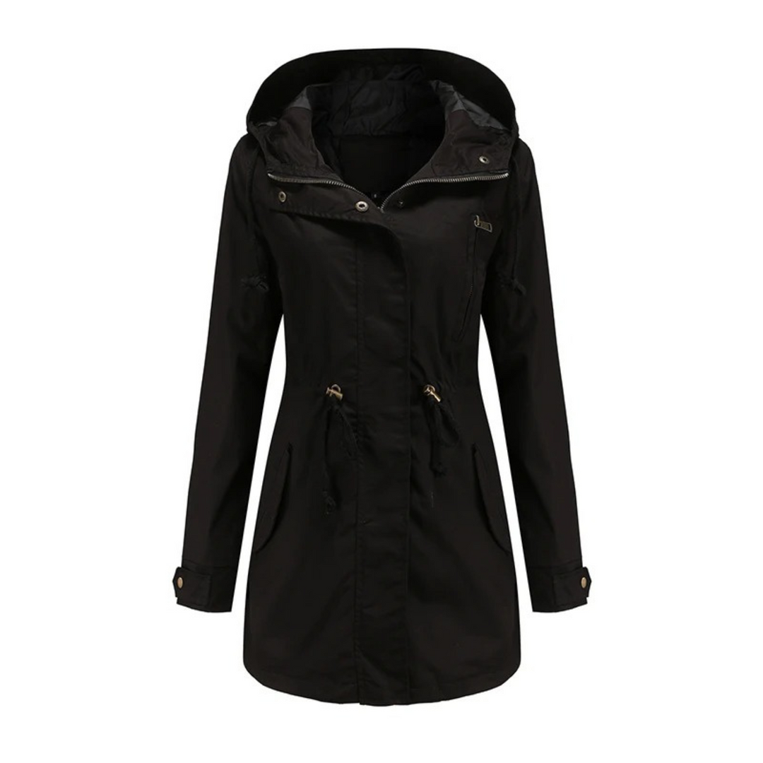 Everyday women's long fit summer jacket, lightweight, stylish, and water repellent for casual fashion.