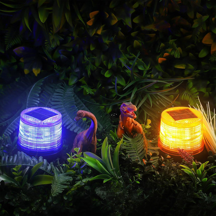 Amber and blue solar safety strobe lights, magnetic, for roadside emergencies and hazard warning