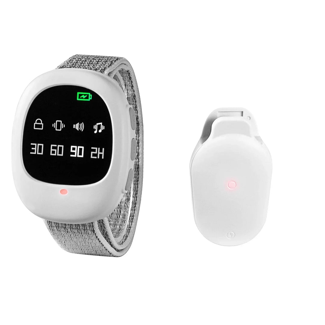 Child using Liora wireless bedwetting alarm for enuresis solution and better sleep