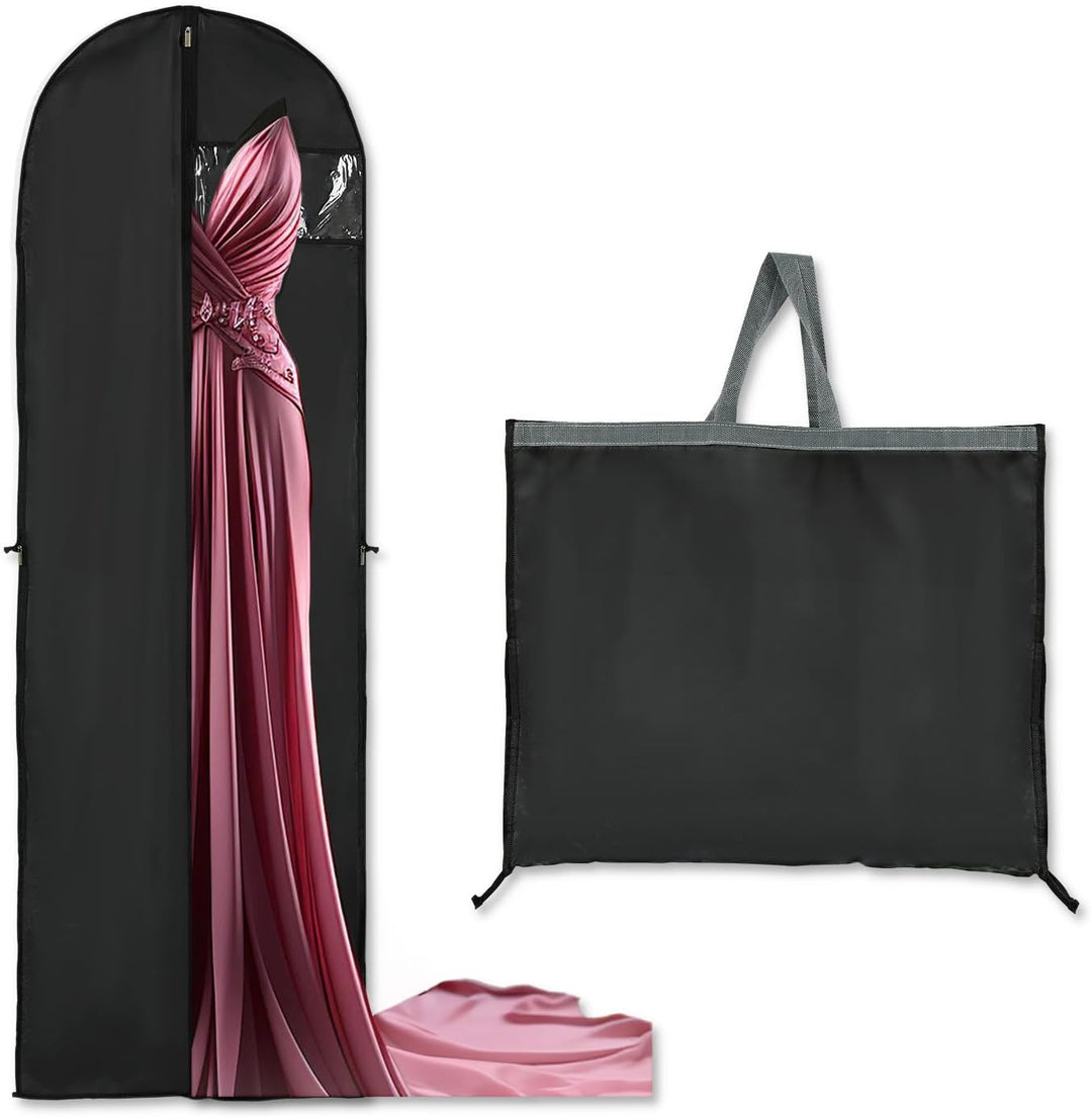 Two-pack of long garment storage bags, 70.87", perfect for wedding dresses, suits & formalwear.