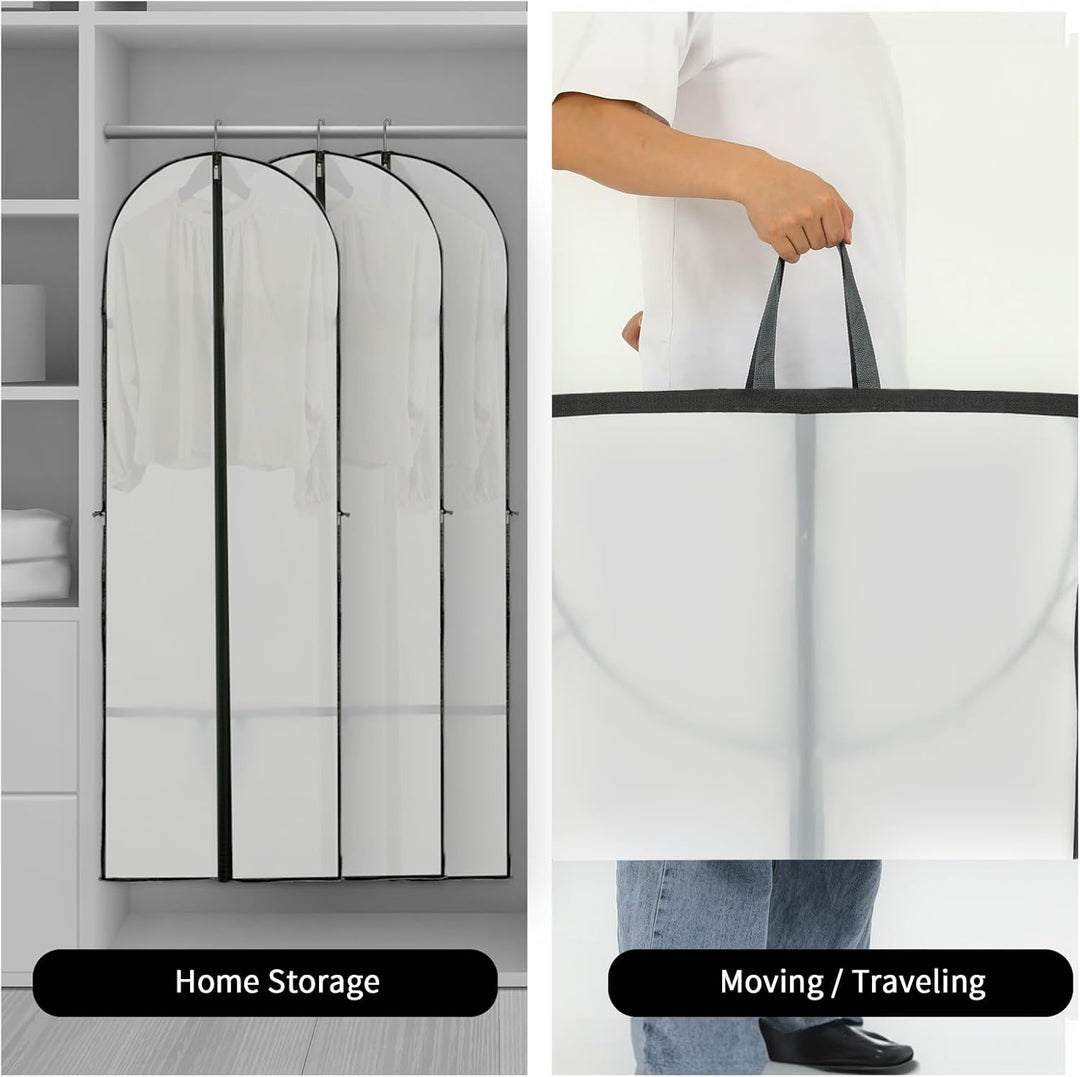 Dust-proof garment cover for wedding dresses & valuable long garments. Ideal for closet and travel storage.