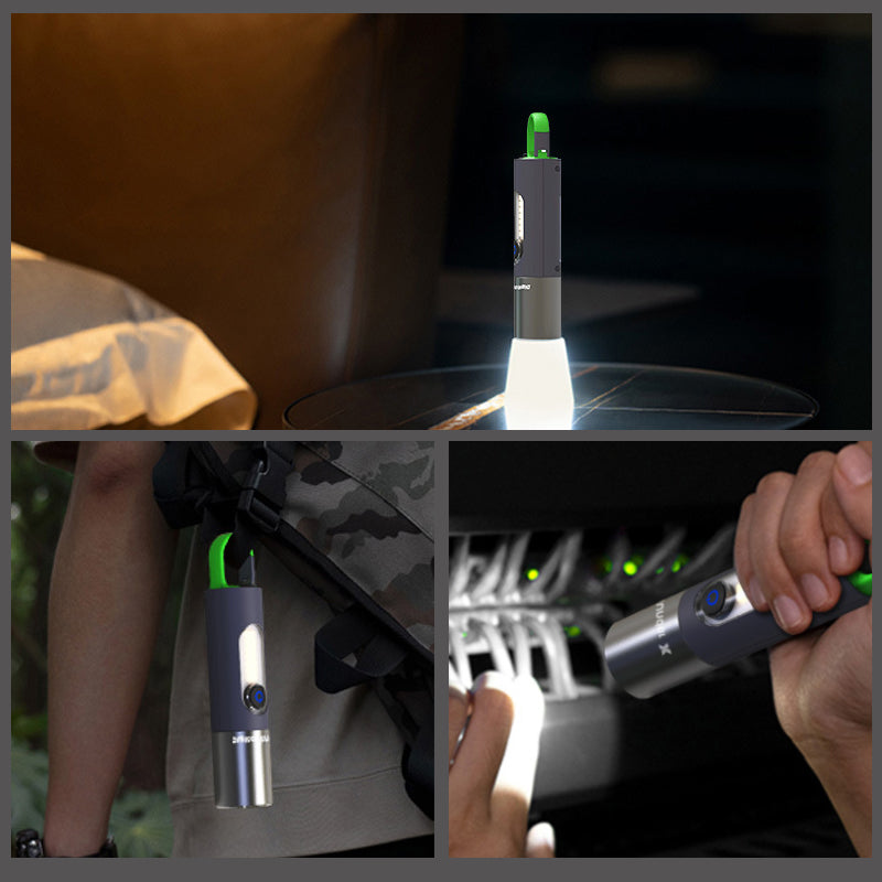 Durable, portable LumaZoom LED tactical flashlight with zoom for bright light during camping.