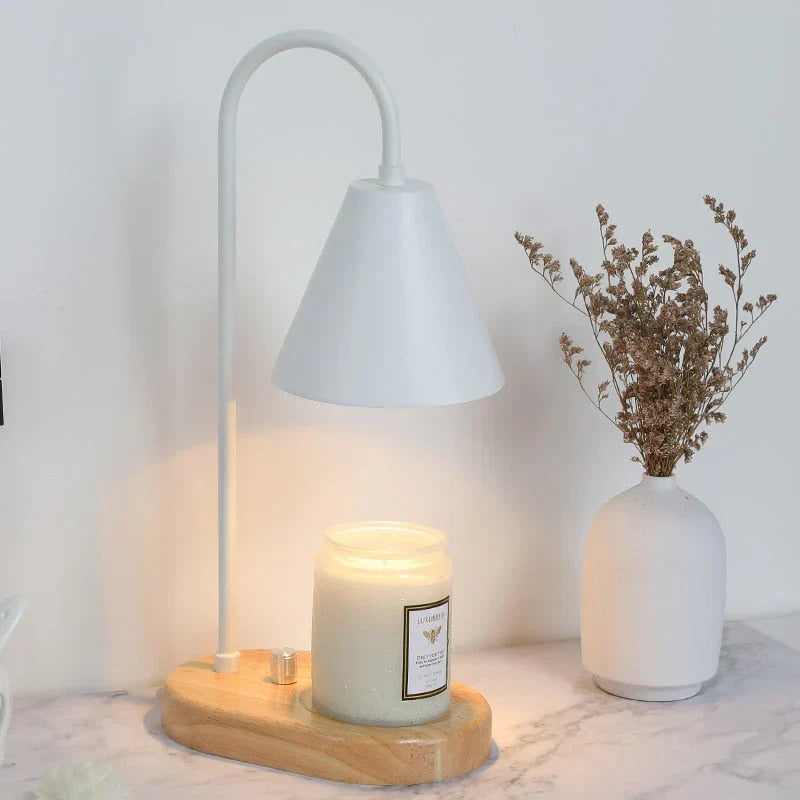 LumiFlare electric candle warmer lamp, providing gentle ambient light and melting scented candles safely for relaxation.