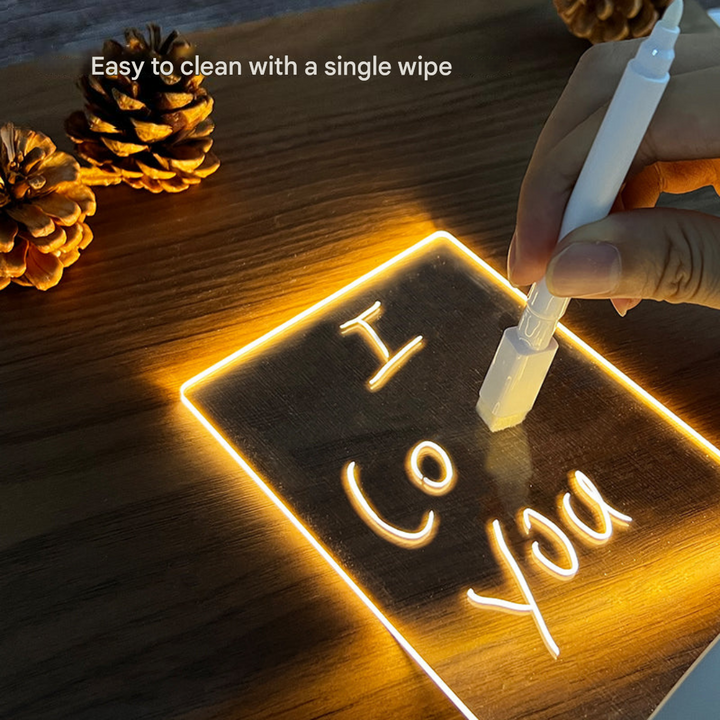LumoNote LED message board as a versatile desk decor and night light, displaying custom text.
