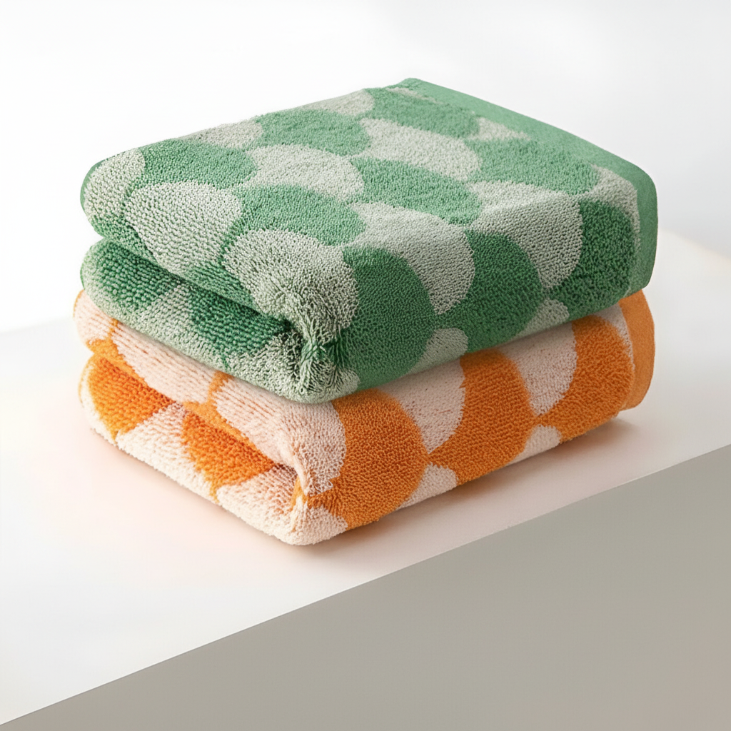 Highly absorbent fan pattern cotton towel, soft and durable, great home textile.