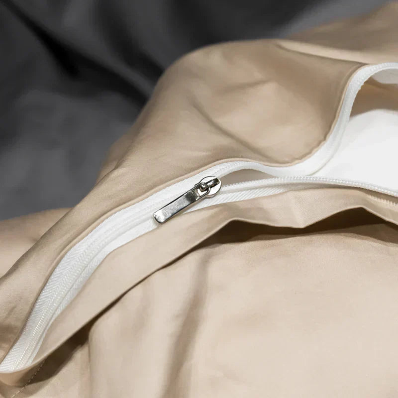 OpulenceSleep's 4-piece luxury satin bedding set. Soft, smooth comfort for your master bedroom home decor.
