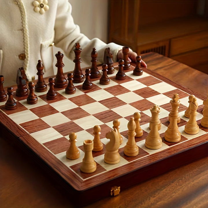GrandRook luxury wooden chess set featuring elegant design and fine craftsmanship, home decor