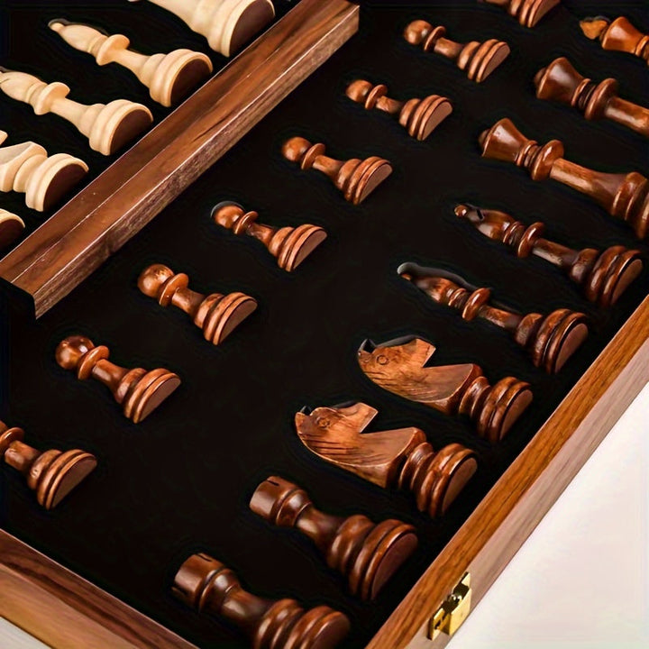 Complete solid wood chess set by GrandRook, ideal gift for chess enthusiasts, classic board game