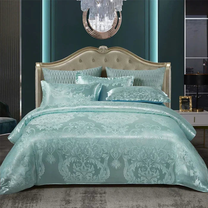 Silky feel satin duvet cover, an elegant addition to any modern bedroom.