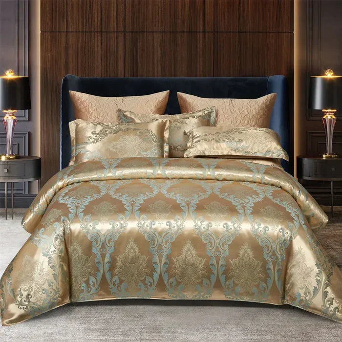 Modern satin duvet cover with pillowcases, ultimate comfort and silky luxury.