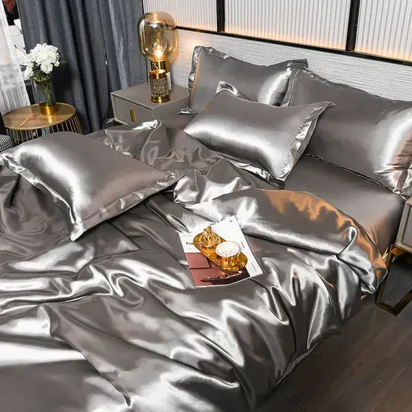 Premium satin duvet cover with matching pillowcases, elegant comfort and durable for home decor.