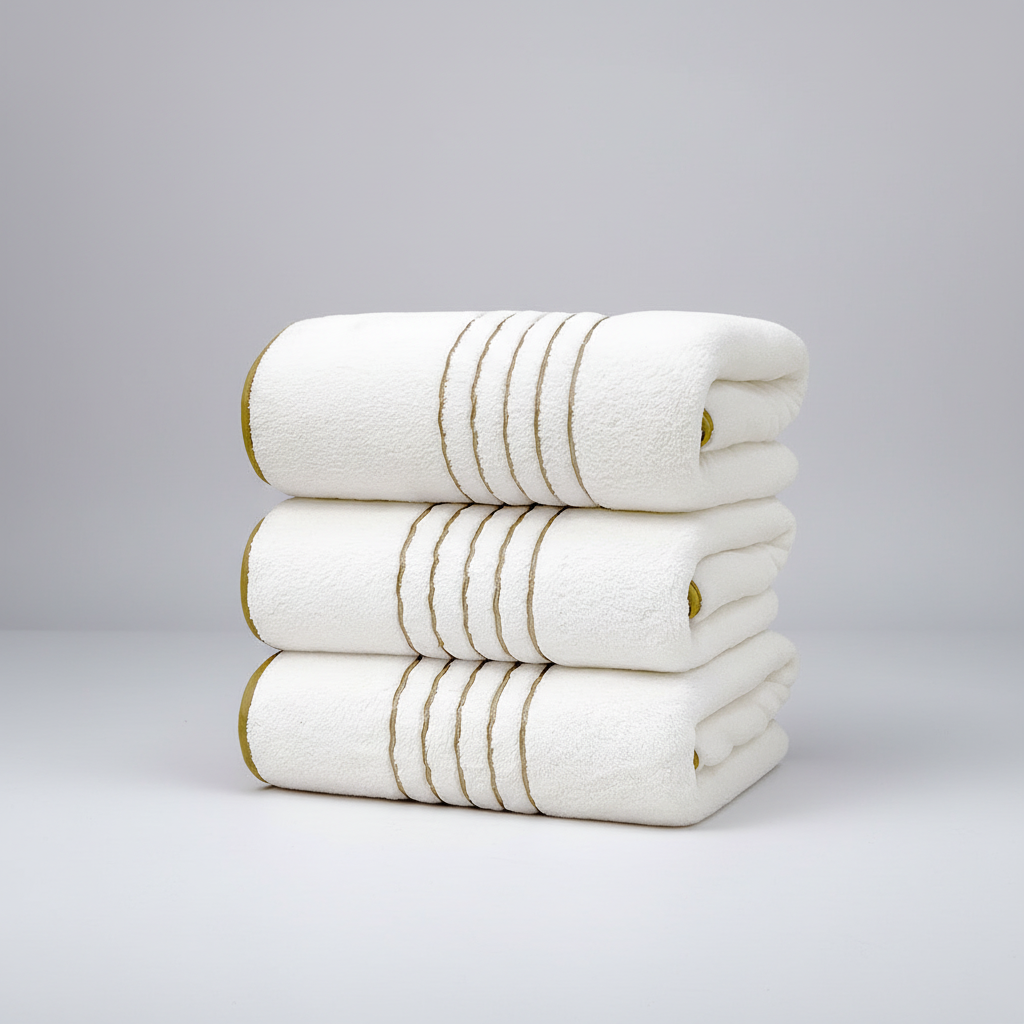 Detail of the fine weave and soft texture of a LuxuryWrap quick dry microfiber hand towel.