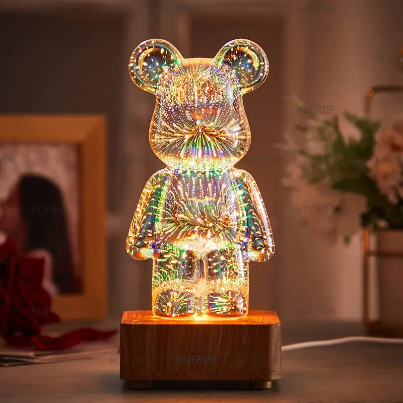 Magical 3D firework projection lamp creating a vibrant, colorful ambient light for any room.