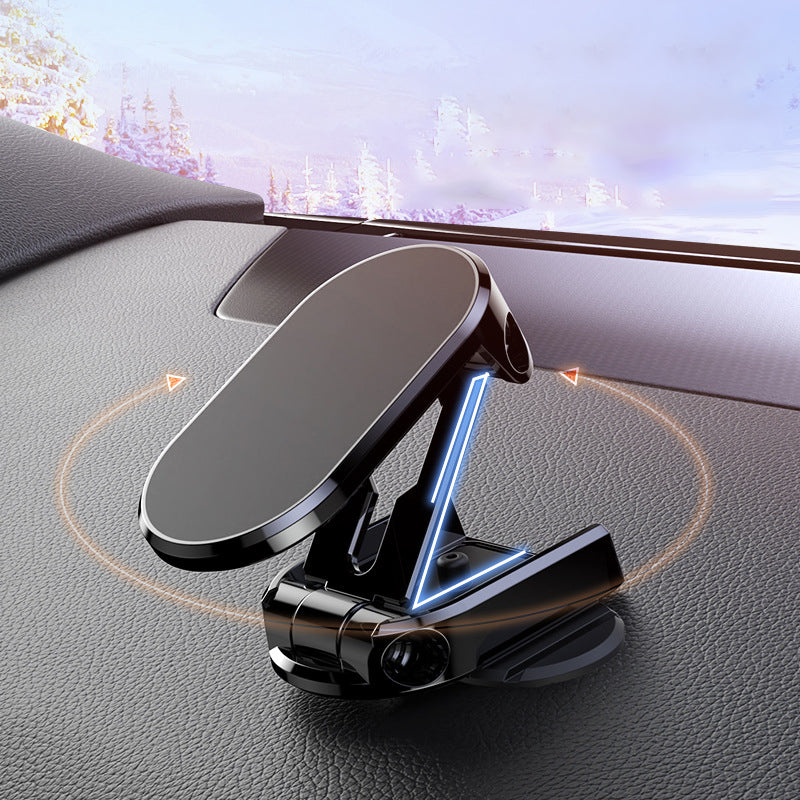 Foldable & adjustable magnetic phone mount for car, hands-free navigation.