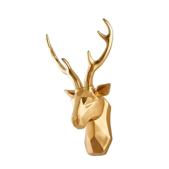 Impactful large 3D deer head sculpture, a majestic resin accent piece for any room.