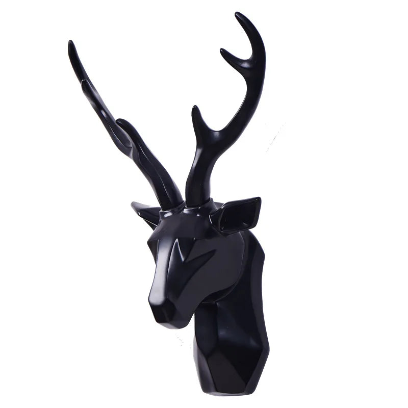 Durable resin 3D deer head sculpture, a modern rustic wall art piece for home decor.
