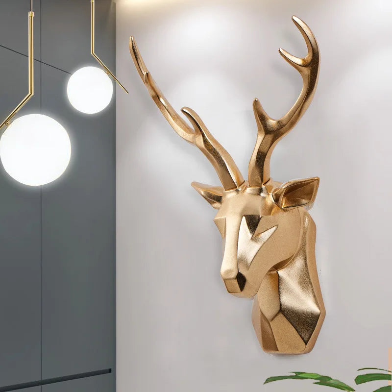 Elegant 3D deer head wall art, a large stag sculpture for stylish home decor.