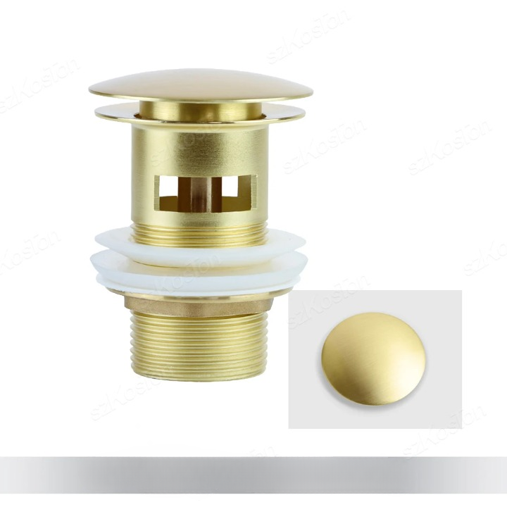 Two brushed gold pop-up basin drain plugs with overflow, great value bathroom set
