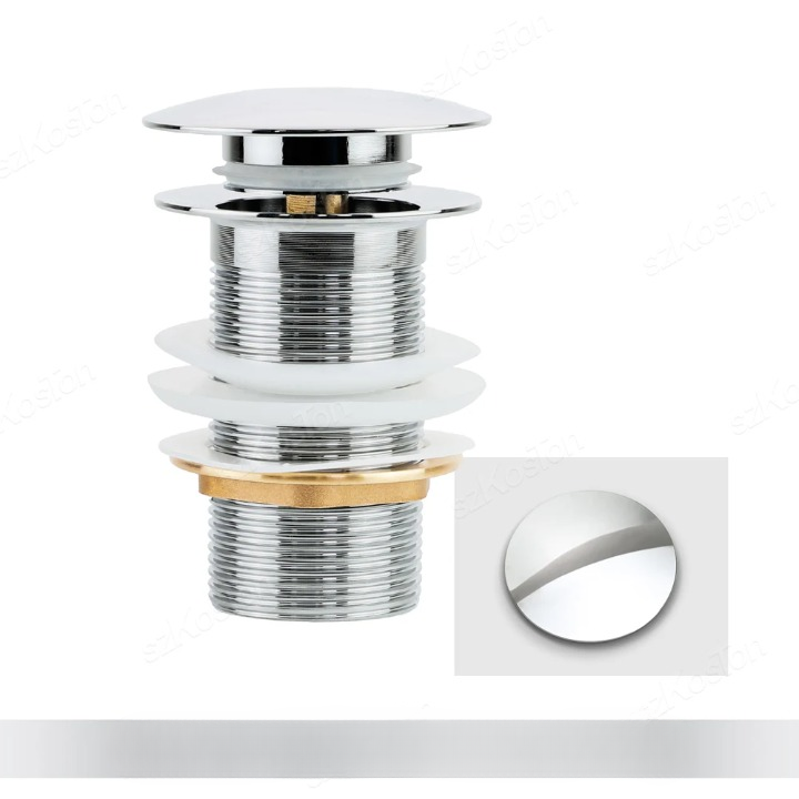 Universal 1+1 FREE pop-up basin drain plug with overflow, all finishes shown